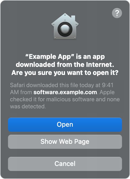 Notarized app alert