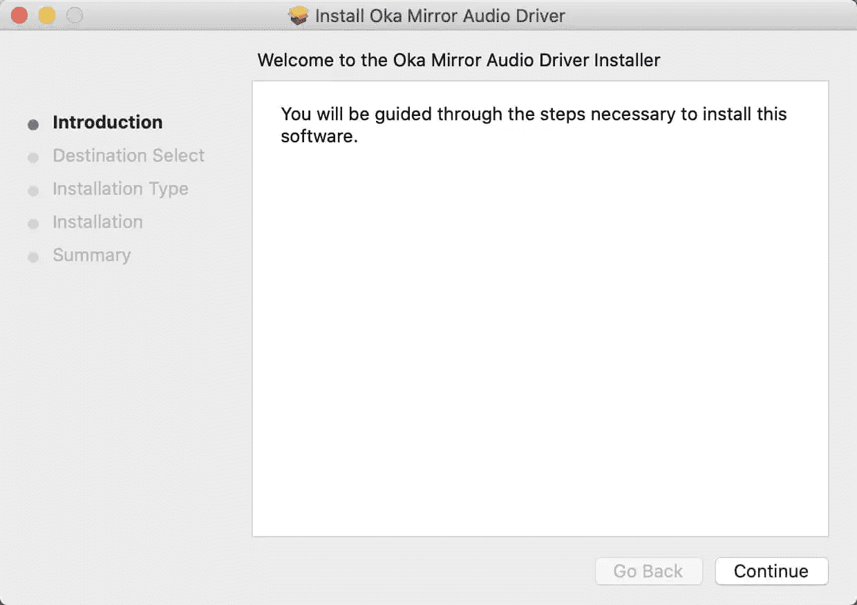 Install Oka Mirror Audio Driver