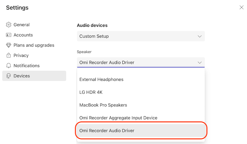 Omi Screen Recorder-Record System Sound Settings for Teams
